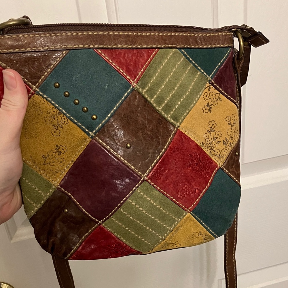 Fossil Leather And Suede Patchwork Bag - image 3